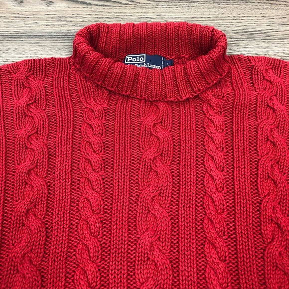 Polo by Ralph Lauren Other - Polo Ralph Lauren Red Cable Knit Turtleneck L Polo by Ralph Lauren Other - Polo Ralph Lauren Red Cable Knit Turtleneck L